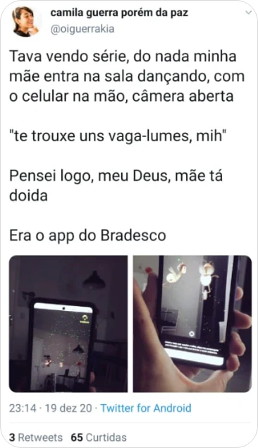 Post de quem recebeu os vagalumes em casa e compartilhou nas redes sociais